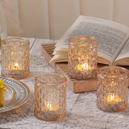 24pcs Pink Votive Candle Holders, Girl Baby Shower Decorations, Tealight Candle Holder for Valentine's Day, Wedding, Brithday Party, Table Centerpiece