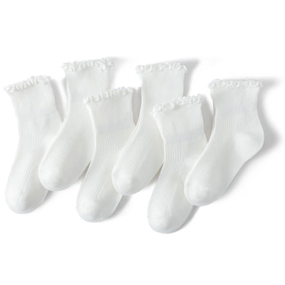 Baby Girls Ruffle Socks Toddler Girls Frilly Dress Crew Socks for 6-12 Months 1-3 Years 3-5 Years 6 Pack