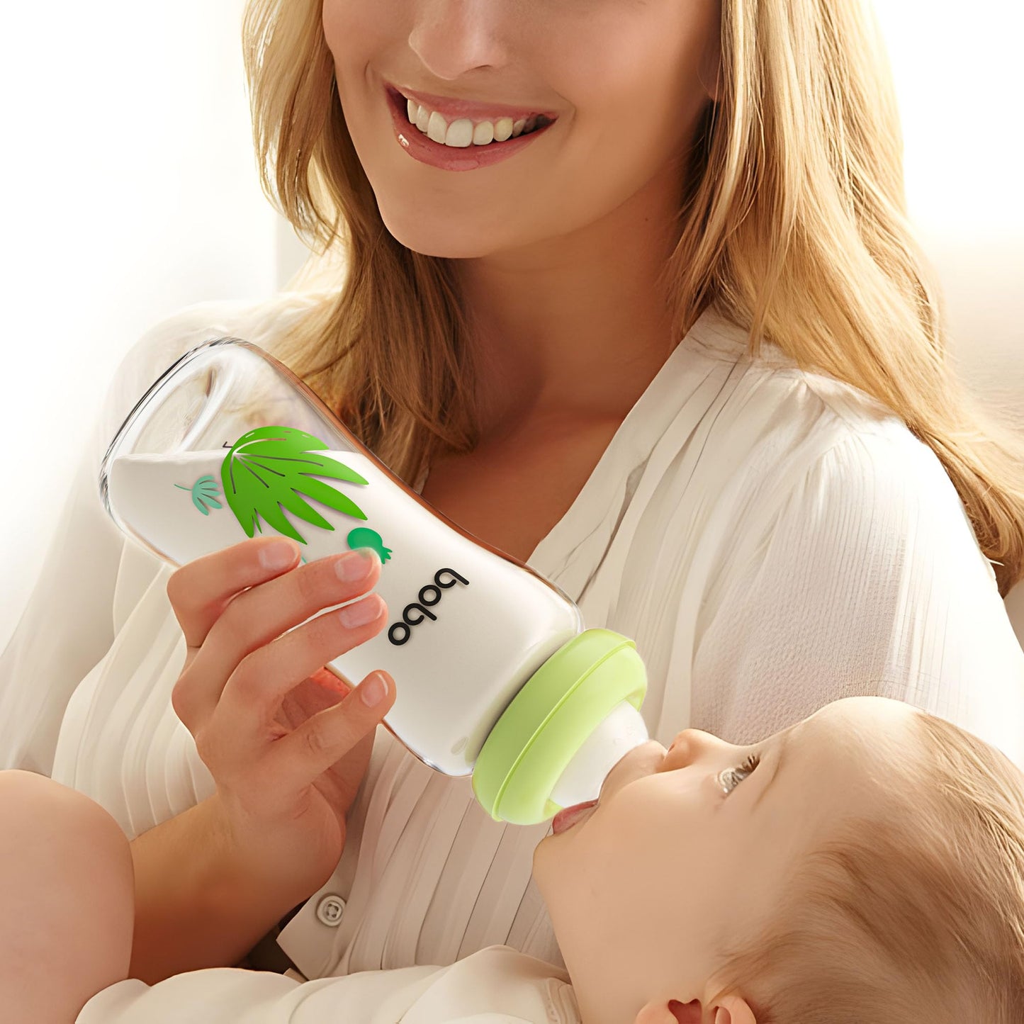 YOHKOH Natural Glass Baby Bottle with Natural Response Nipple, Newborn Anti-Colic Baby Bottles, Wide Neck Mushroom Cap Baby Bottle, Clear (8.8ounce (Pack of 4), Multicolour1)