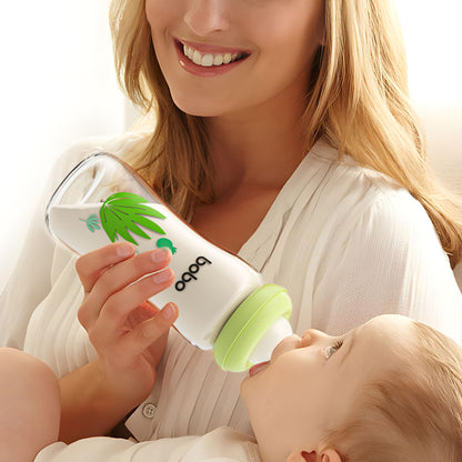 YOHKOH Natural Glass Baby Bottle with Natural Response Nipple, Newborn Anti-Colic Baby Bottles, Wide Neck Mushroom Cap Baby Bottle, Clear (8.8ounce (Pack of 4), Multicolour1)