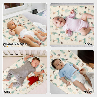 Vegan Leather Baby Changing Mat - Wipeable Portable Changing Pad, Foldable Travel Changing Mat for Baby, Newborns Toddlers Shower Gifts (Flower,20"*28")