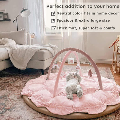 5-in-1 Thick & Plush Baby Play Gym, Baby Play Mats for Floor, Tummy Time Mat with 6 Toys, Cat Bed, Dog Bed, Convertible Stage-Based Developmental from Baby to Toddler, Ball Pit, Pet Cushion Cloudico