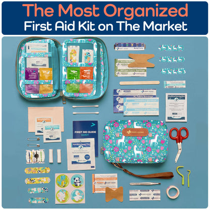 KeepGoing Travel First Aid Kit for Kids – 130 Pc. for Car, Home, Purse, Diaper Bag & Backpack with Latex-Free Bandages - Mini First Aid Kit Travel Size TSA-Approved