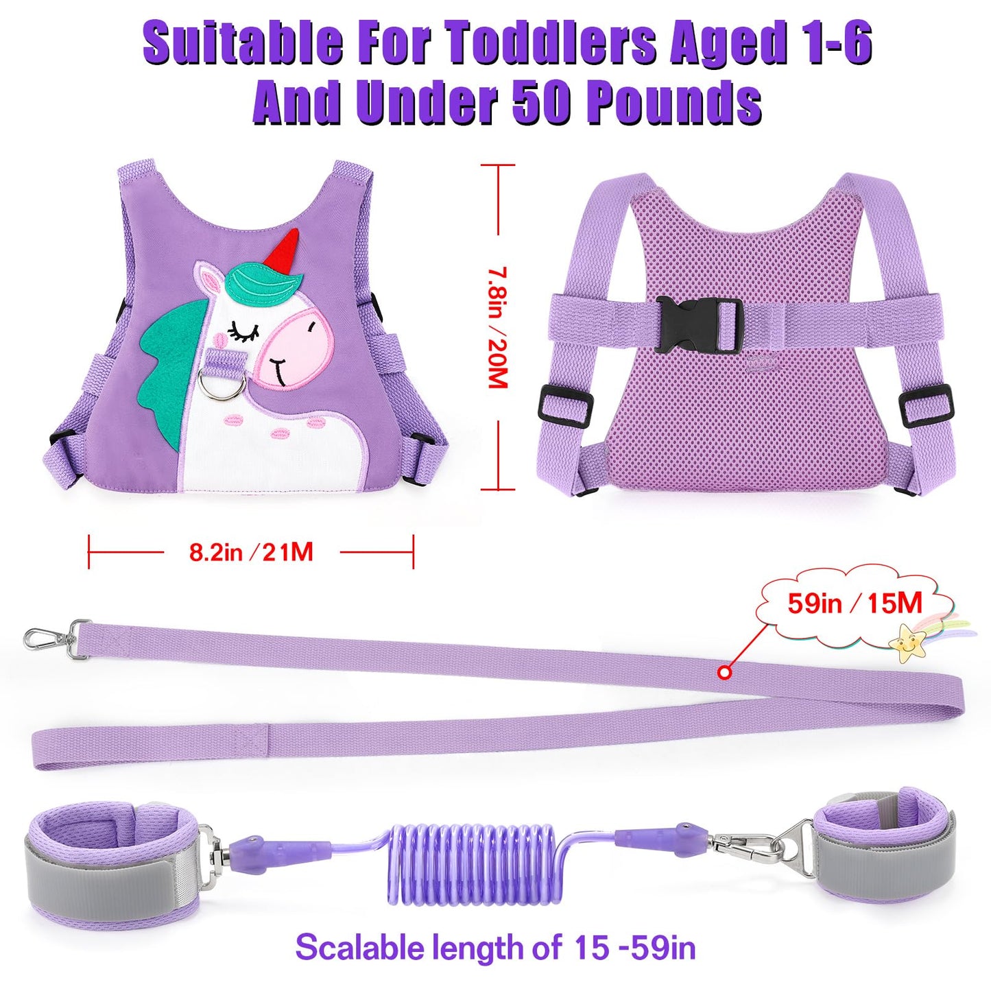 Toddler Leash-Baby Walking Safty Harness and Child Anti Lost Wrist Link for Girls/Boys Travel (Pink)