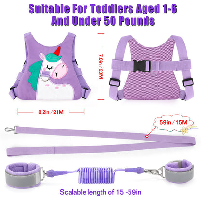 Toddler Leash-Baby Walking Safty Harness and Child Anti Lost Wrist Link for Girls/Boys Travel (Pink)