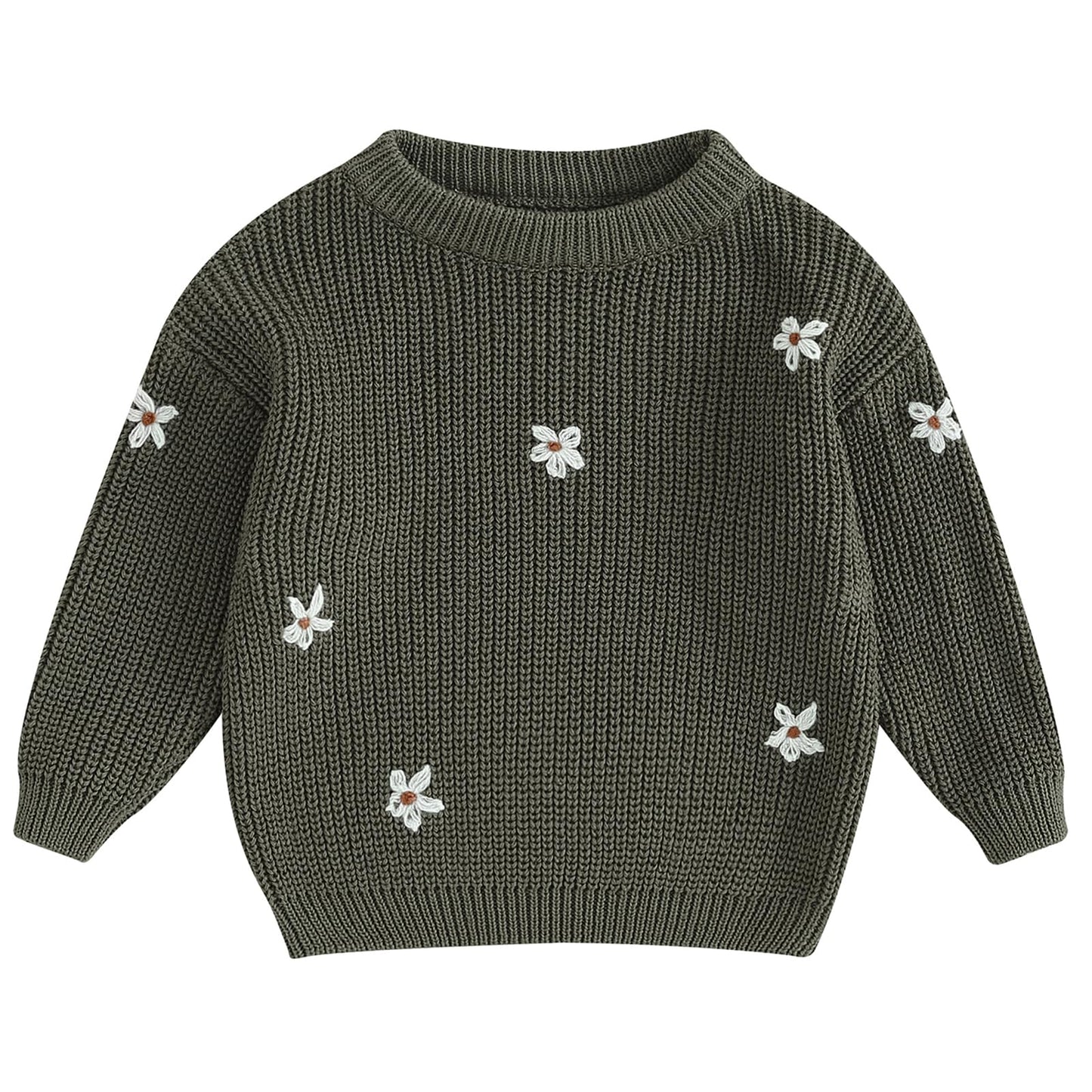 Mubineo Baby Girl Winter Clothes Cute Flower Sweater Crewneck Pullover Long Sleeve Knit Newborn Infant Sweaters