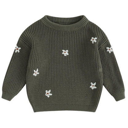 Mubineo Baby Girl Winter Clothes Cute Flower Sweater Crewneck Pullover Long Sleeve Knit Newborn Infant Sweaters