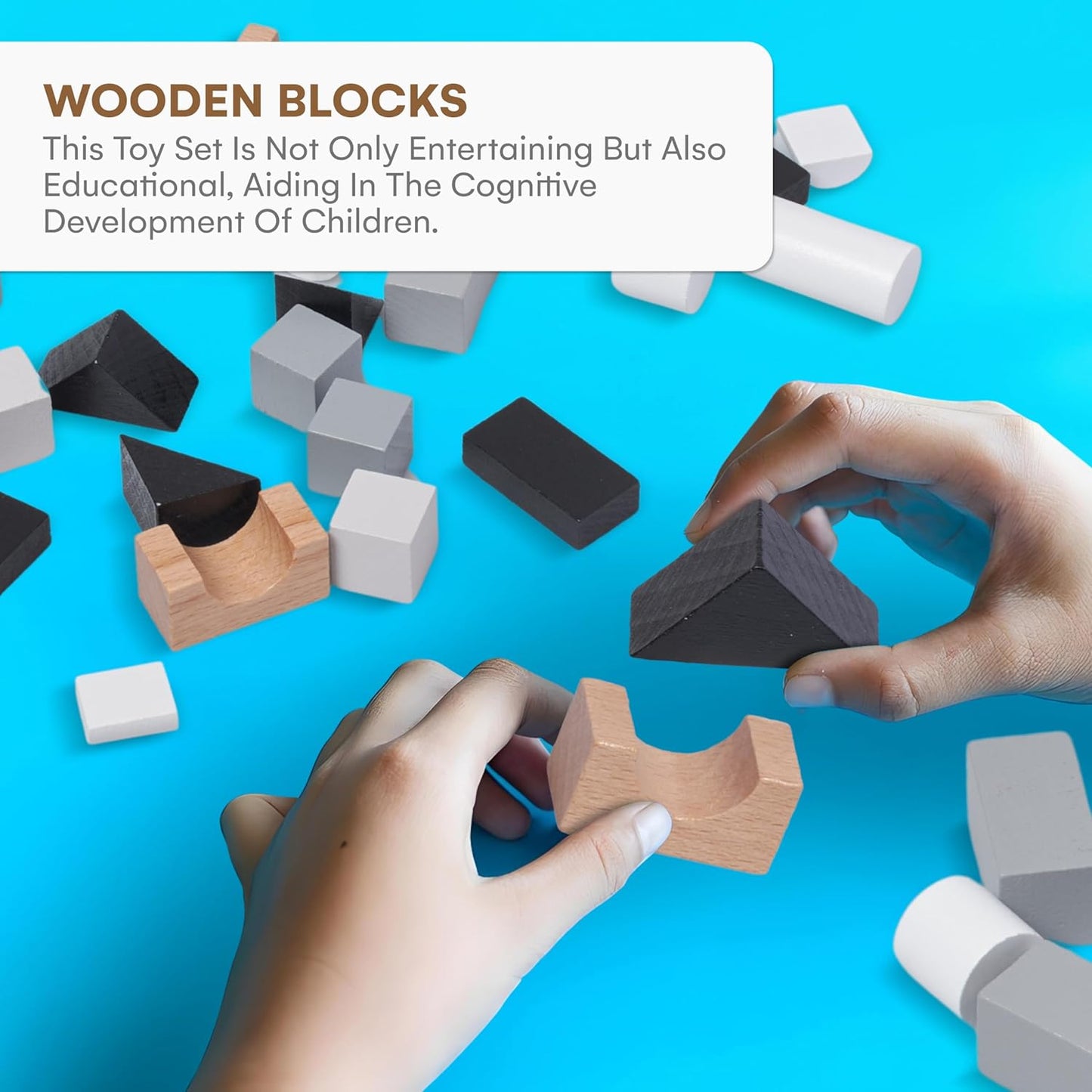 CHILDLIKE BEHAVIOR Wooden Tiny Blocks for Kids - Durable Wood Material, Kids Tiny Blocks - 24pcs Educational Wooden Building Blocks for Cognitive and Motor Skills Development - 3+ Years