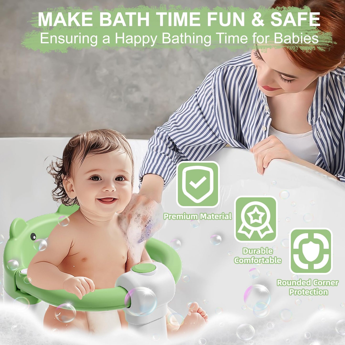 Baby Bath Seat for Babies 6 Months & Up, Toddler Bath Seats for Babies Sitting Up, Non-Slip Infant Bath Tub Chair with 4 Suction Cups & Soft Cushion for Shower, Compact Toddler Bathtub Seat, Pink