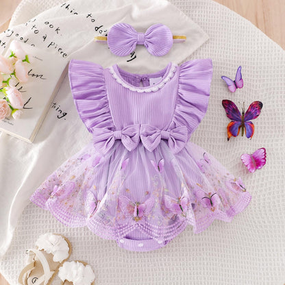 Baby Girl Clothes Newborn Summer Outfits Butterflies Embroidery Tulle Ruffle Sleeveless Infant Romper 0-18 Months