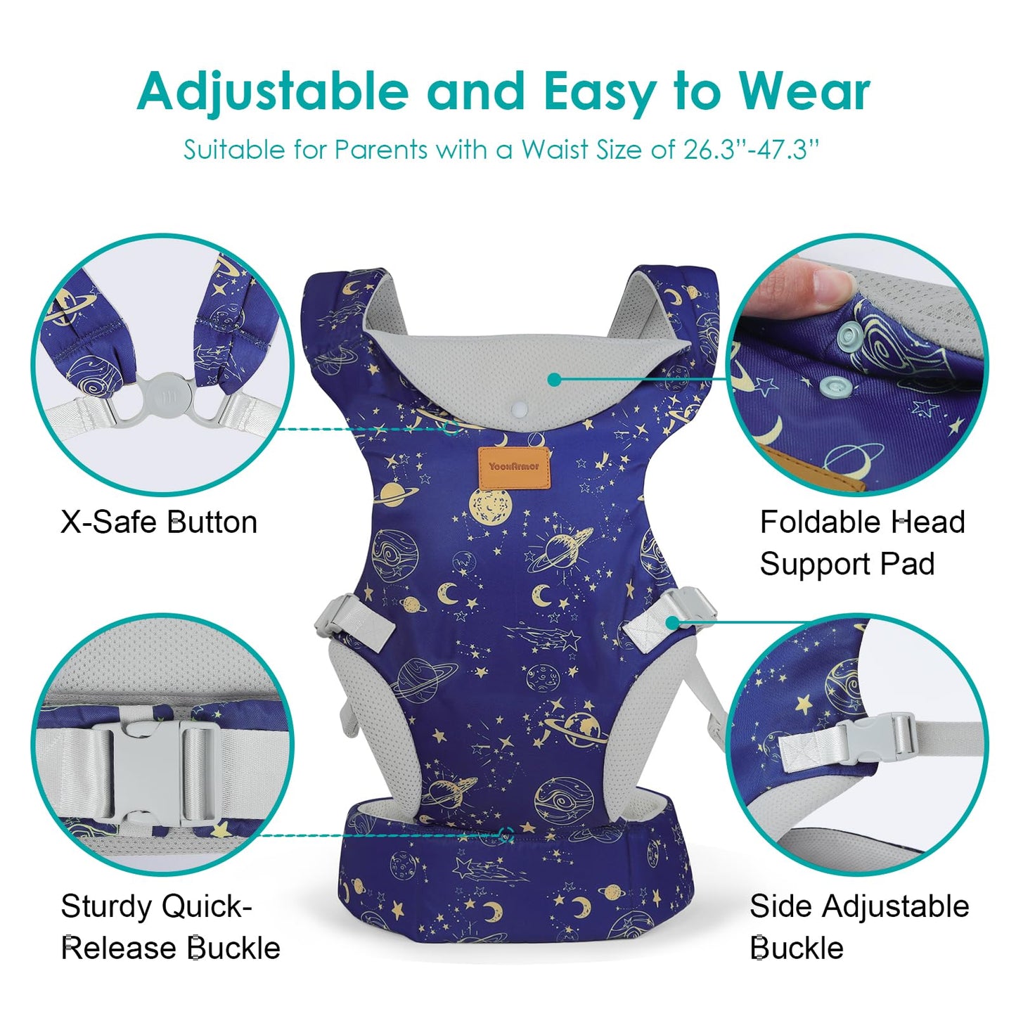 Baby Carrier Newborn to Toddler, Ergonomic Adjustable Toddler Carriers for 7-65 Lbs, Cozy Lightweight Infant Carrier with Neck Support, Baby Holder Carrier with Lumbar Support for Mom Dad