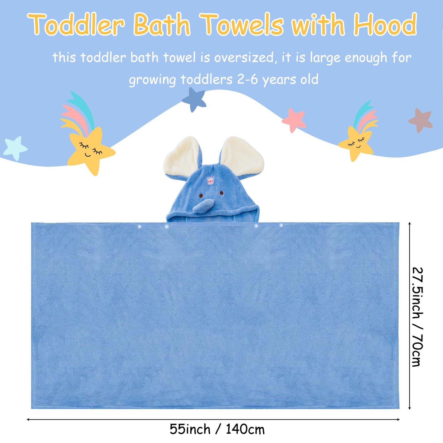 Toddler Hooded Bath Towel 27.5" X 55" Baby Towels with Hood Frog Soft Absorbent Toddler Towel Poncho Baby Hooded Blanket for Boys Girls