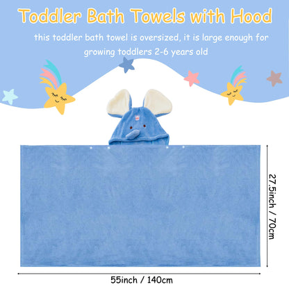 Toddler Hooded Bath Towel 27.5" X 55" Baby Towels with Hood Frog Soft Absorbent Toddler Towel Poncho Baby Hooded Blanket for Boys Girls