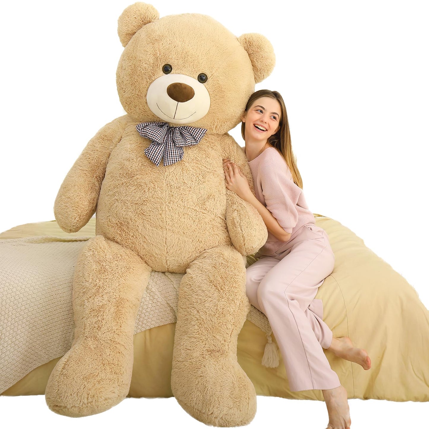 MaoGoLan Giant Big Teddy Bear 4 Feet 47 inch Life Size Tan Plush Bear Brown Stuffed Animal for Children Boyfriend