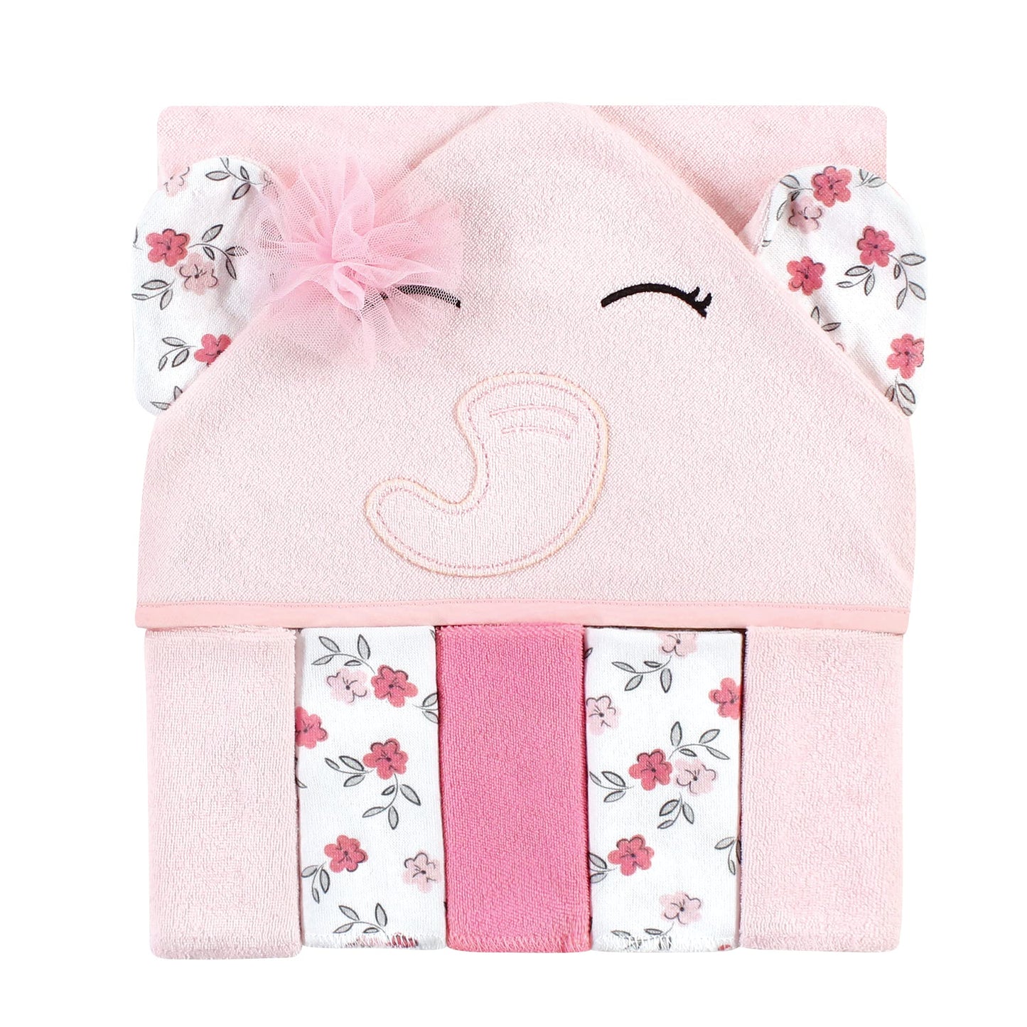 Hudson Baby Unisex Baby Hooded Towel and Five Washcloths, Modern Giraffe, One Size