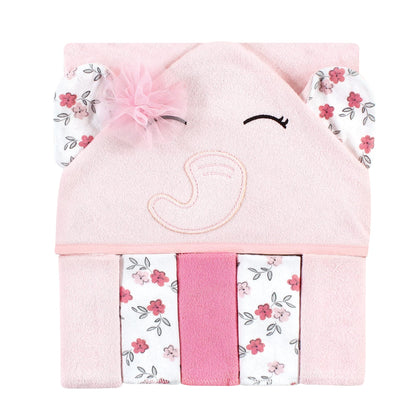 Hudson Baby Unisex Baby Hooded Towel and Five Washcloths, Modern Giraffe, One Size