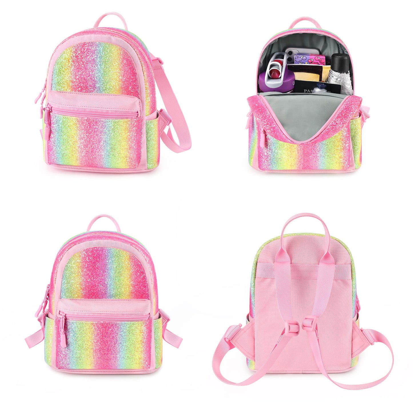 mibasies Mini Backpack for Girls Kids Rainbow Purse Dance Bag for Girls Gifts age 2 3 4 5 6 7 8 yrs