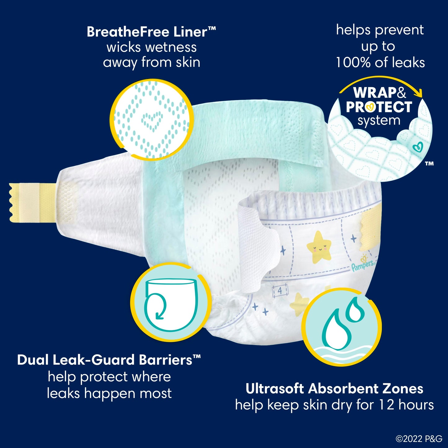 Pampers Overnight Diapers - Swaddlers Overnights - Size 4, 58 Count, Disposable Baby Diaper, Night Time Leak and Skin Protection