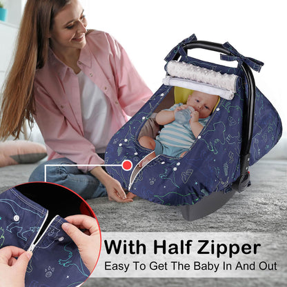 Unicorn Castle Baby Car Seat Cover Infant Car Seat Covers for Babies Breathable Car Seat Canopy Mesh Window Carseat Cover for Four Seasons Newborn