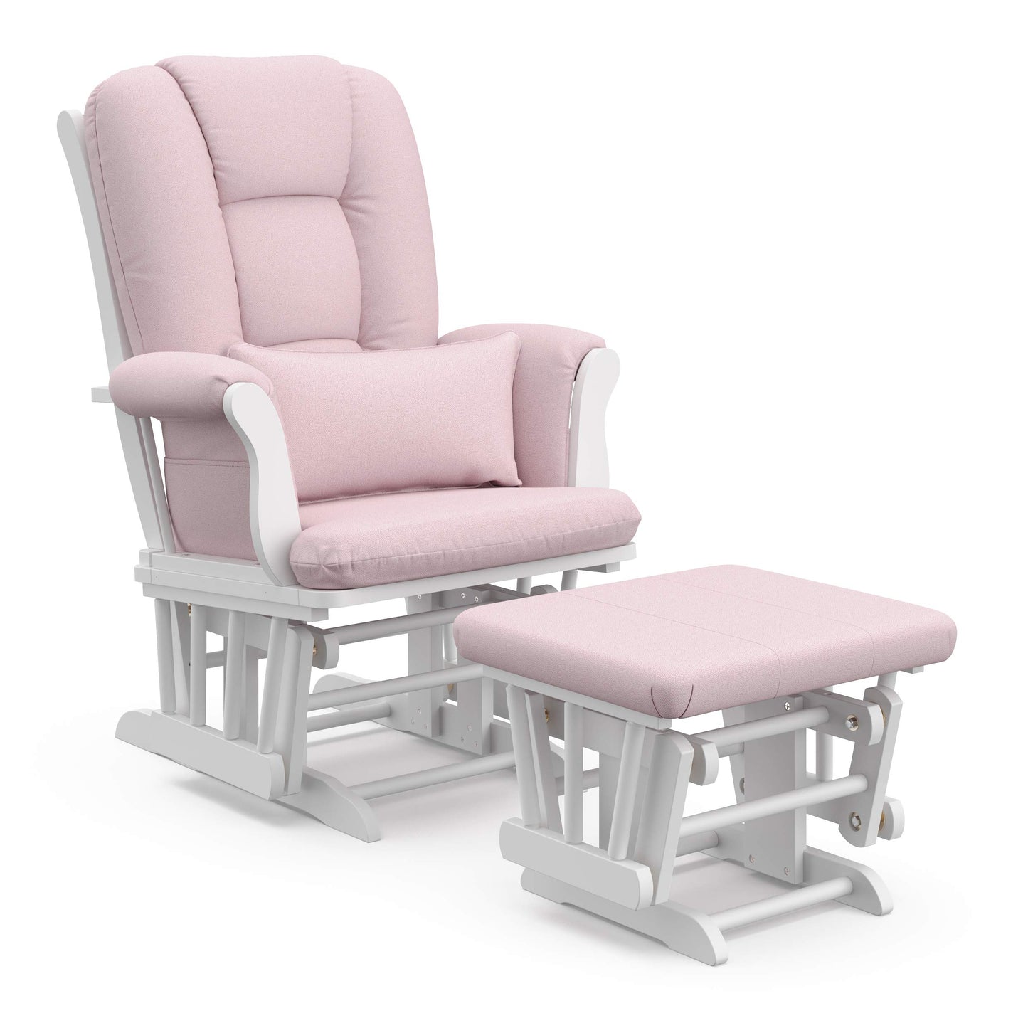 Storkcraft Tuscany Custom Glider and Ottoman with Free Lumbar Pillow (White/Slate Gray Swirl) - Cleanable Upholstered Comfort Rocking Nursery Chair with Ottoman