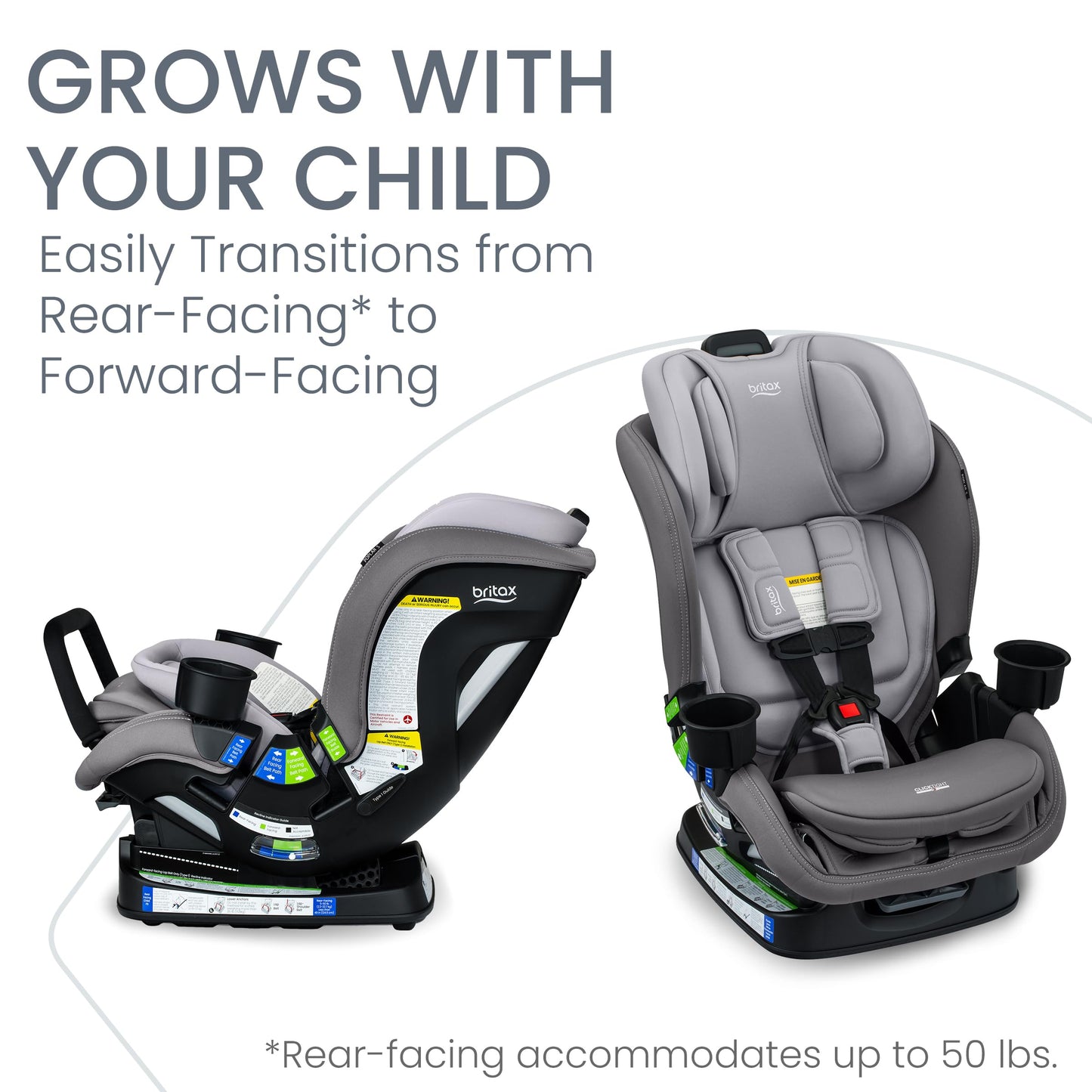 Britax Poplar S Convertible Car Seat, 2-in-1 Car Seat with Slim 17-Inch Design, ClickTight Technology, Arctic Onyx