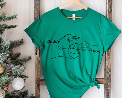 Personalized Fathers Day Gifts, Custom Child Fist Bump Shirt, Custom Dad, Grandpa Shirt, Customizable Daddy Shirt with Kid's Name, Christmas Gifts for Dad from Daughter and Son, Husband Gifts