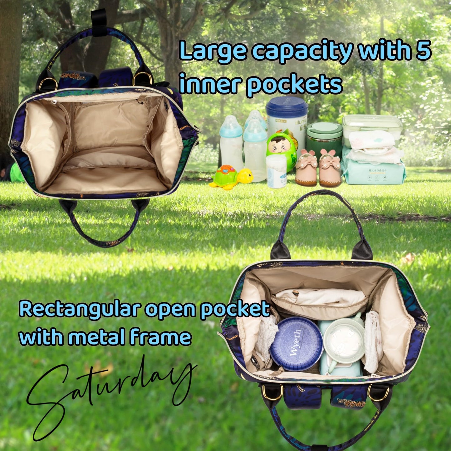 Diaper Bag Backpack for Dad and Mom with USB Charging Port Stroller Straps and Insulated Pocket,army military Travel Nappy Backpack for Daddy/Mommy (Black)