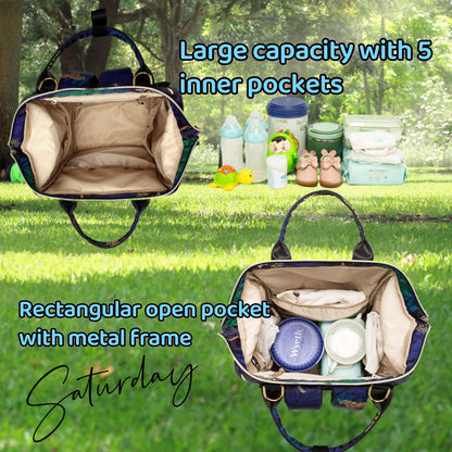 Diaper Bag Backpack for Dad and Mom with USB Charging Port Stroller Straps and Insulated Pocket,army military Travel Nappy Backpack for Daddy/Mommy (Black)