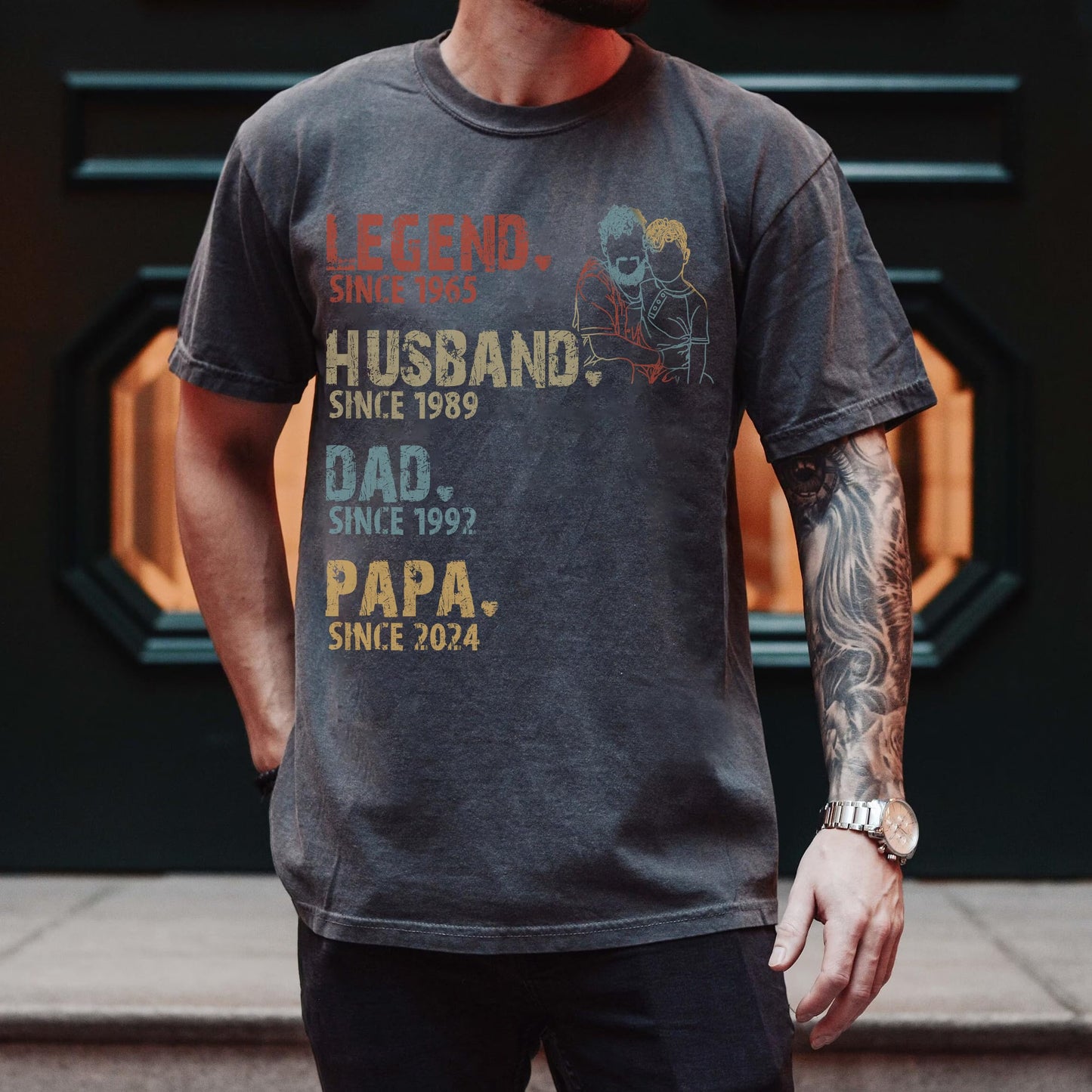 Personalized Fathers Day Shirts for Dad, Grandpa Shirt with Grandkids Names, Gifts for Dad Hunting Fishing