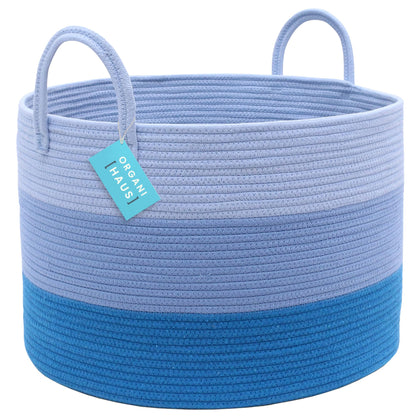 OrganiHaus Large Blanket Basket for Living Room 20x13, Rainbow Rope Basket for Classroom Organization, Toy Storage Basket, Woven Kids Laundry Basket, Baby Toy Box, Cute Storage Basket, Nursery Hamper
