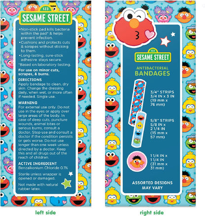 Sesame Street Kids Bandages, 100 CT | Great for Birthdays, Party Supplies Favors, Stickers, Stocking Stuffer or White Elephant Gift | Adhesive Bandages for Minor Cuts, Scrapes, Burns