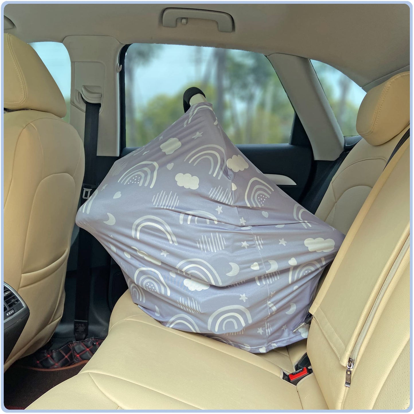 Car Seat Covers Canopy Cover - Multi-use Cover Carseat Canopy, Breathable Breastfeeding Cover, Car Seat Covers for Bbies, Boys & Girls Shower Gifts (Dark Blue Dinosaur)