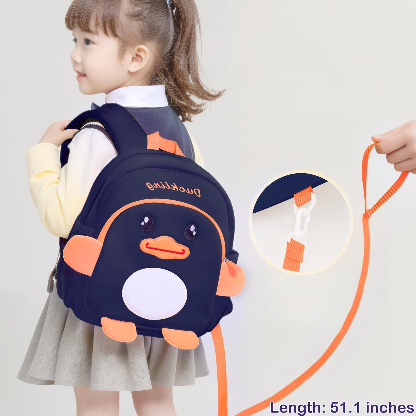 Toddler Backpacks for Boys Girls 2-4 Cute 3D Kids Duck Schoolbag with Baby Leash for Small Preschool Kindergarten Bookbag Cartoon Mini Travel Bags 10inch (Yellow)