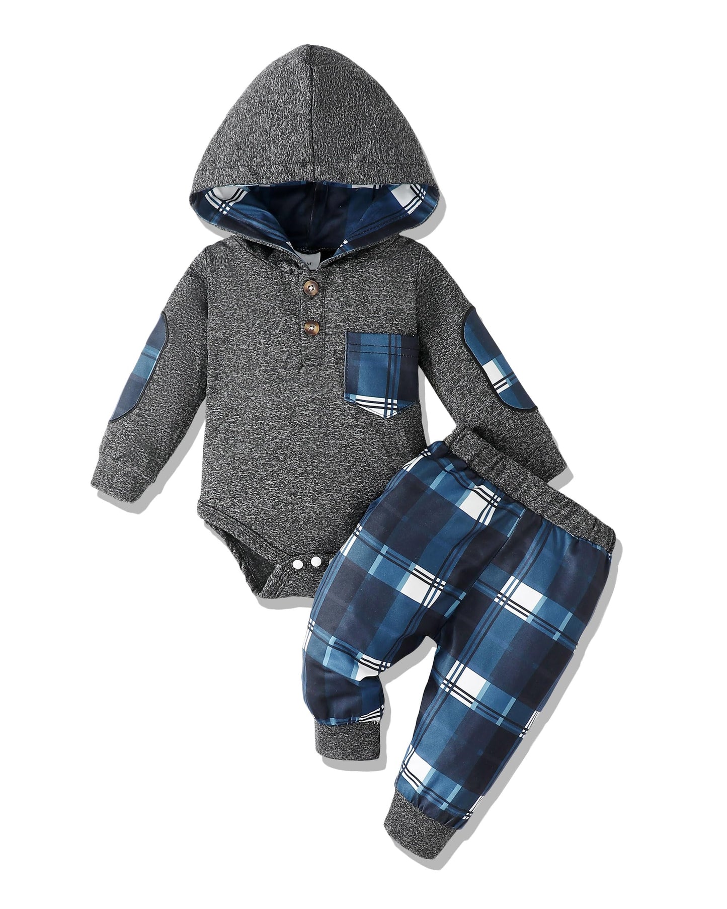 Renotemy Newborn Baby Boy Clothes Infant Boy Outfits Baby Hoodie Romper Fall Winter 0 3 6 9 12 18 Months Baby Clothes for Boy