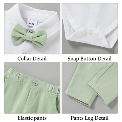 YALLET Baby Boy Clothes Suit 0-24 Months Infant Gentleman Outfits Formal Dress Shirt+Bowtie+Vest+Pants Set Baby Wedding Suits
