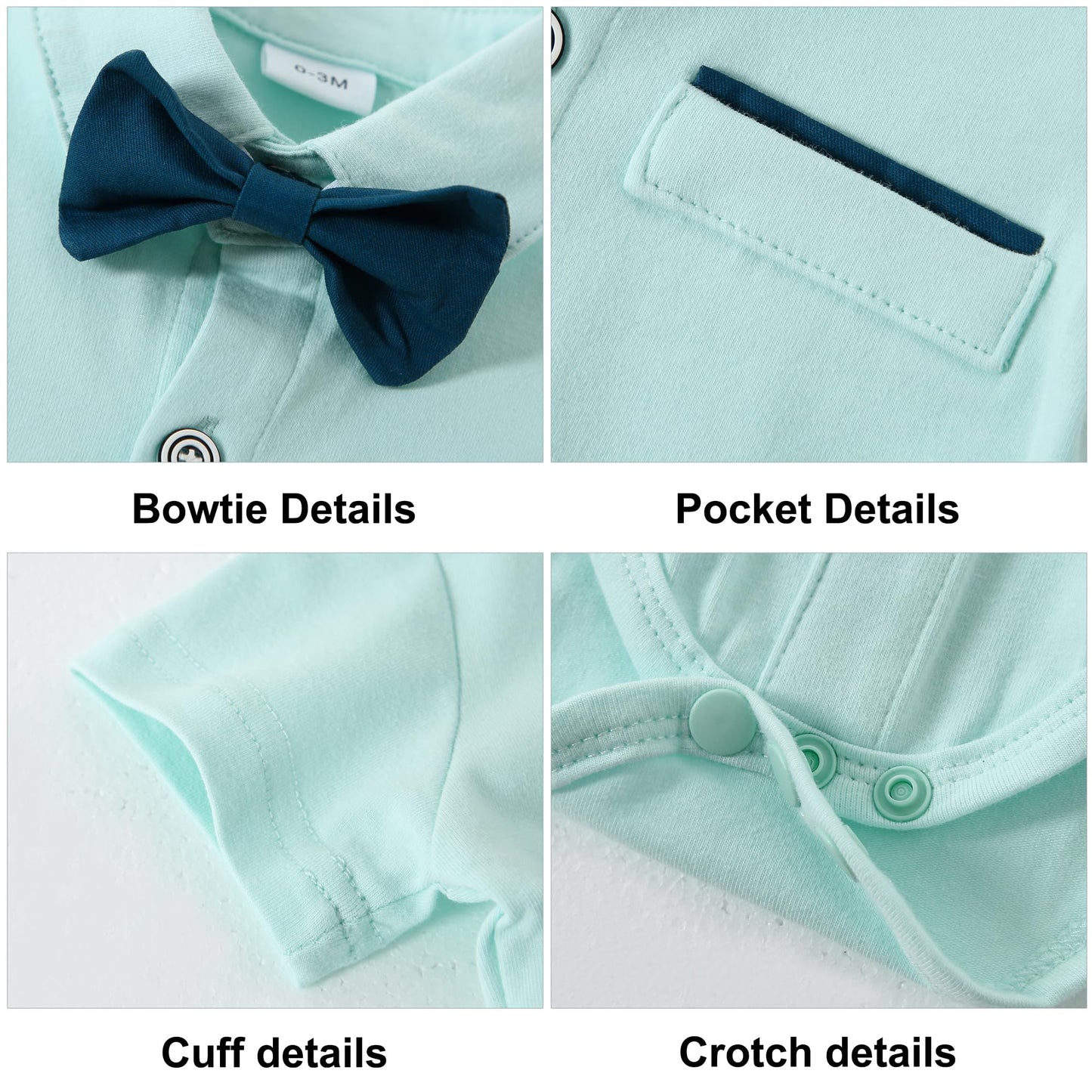 ZOEREA Baby Boy Clothes Suit Infant Short Sleeve Gentleman Outfits Dress Shirt+Bowtie+Suspender Shorts 0-18M