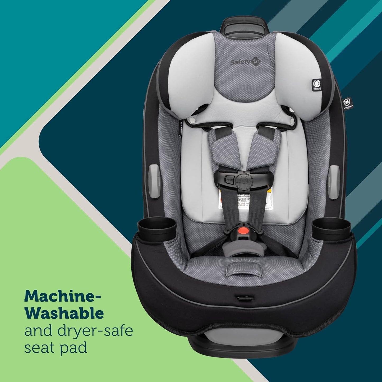 Safety 1st Grow and Go All-in-One Slim Convertible Car Seat, Rear Facing, 5-40 lbs, Forward Facing (30–65 lbs), High Back Booster Seat 40-100 pounds, Dunes Edge