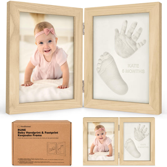 Baby Hand and Footprint Kit, Quick Dry Clay - Newborn Keepsake Feet and Handprint Kit, Nursery Picture Frame, Personalized New Mom Gifts for Baby Showers & Registry, First Mother's Day (Alpine White)