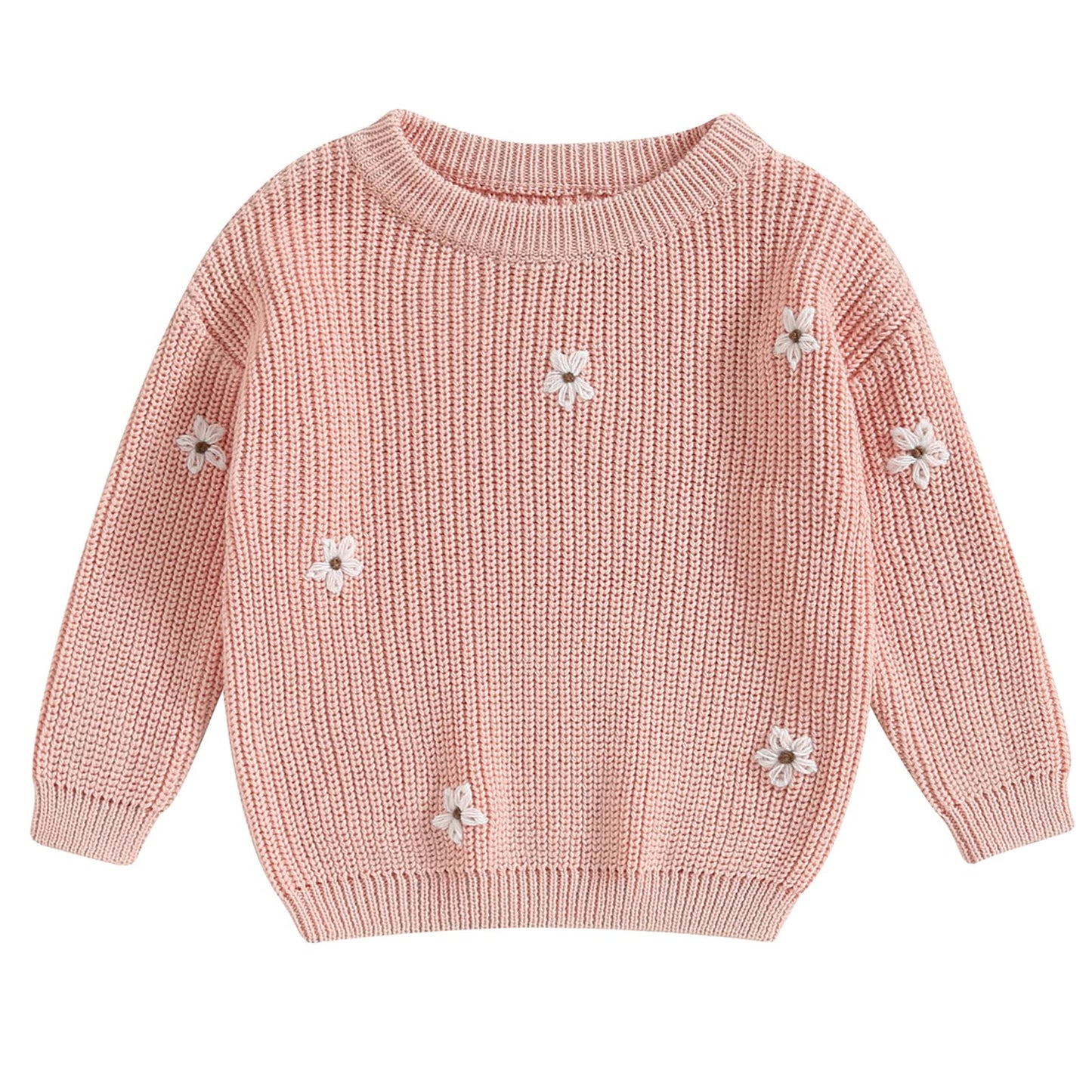 Mubineo Baby Girl Winter Clothes Cute Flower Sweater Crewneck Pullover Long Sleeve Knit Newborn Infant Sweaters