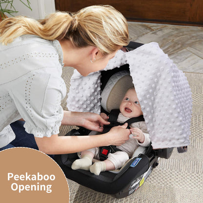 Rquite Car Seat Cover Baby, Carseat Covers Baby Boy, Minky Infant Car Seat Cover Winter, Peekaboo Opening Car Seat Canopy, Multi-use Baby Carrier, Stroller, Nursing Cover, Minky Blanket, Dinosaur