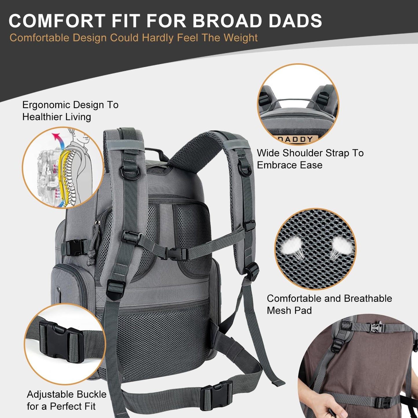 MIRACOL Military Diaper Bag for Dad - Large Diaper Backpack with 12+ Compartments - Insulated Bottle Pockets Quick-Access Wipe Dispenser for Travel Hiking Camping Tan