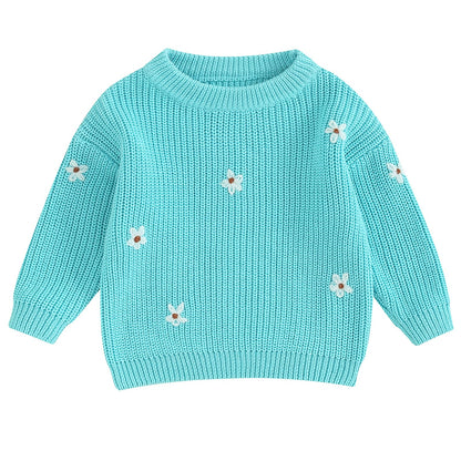 Mubineo Baby Girl Winter Clothes Cute Flower Sweater Crewneck Pullover Long Sleeve Knit Newborn Infant Sweaters