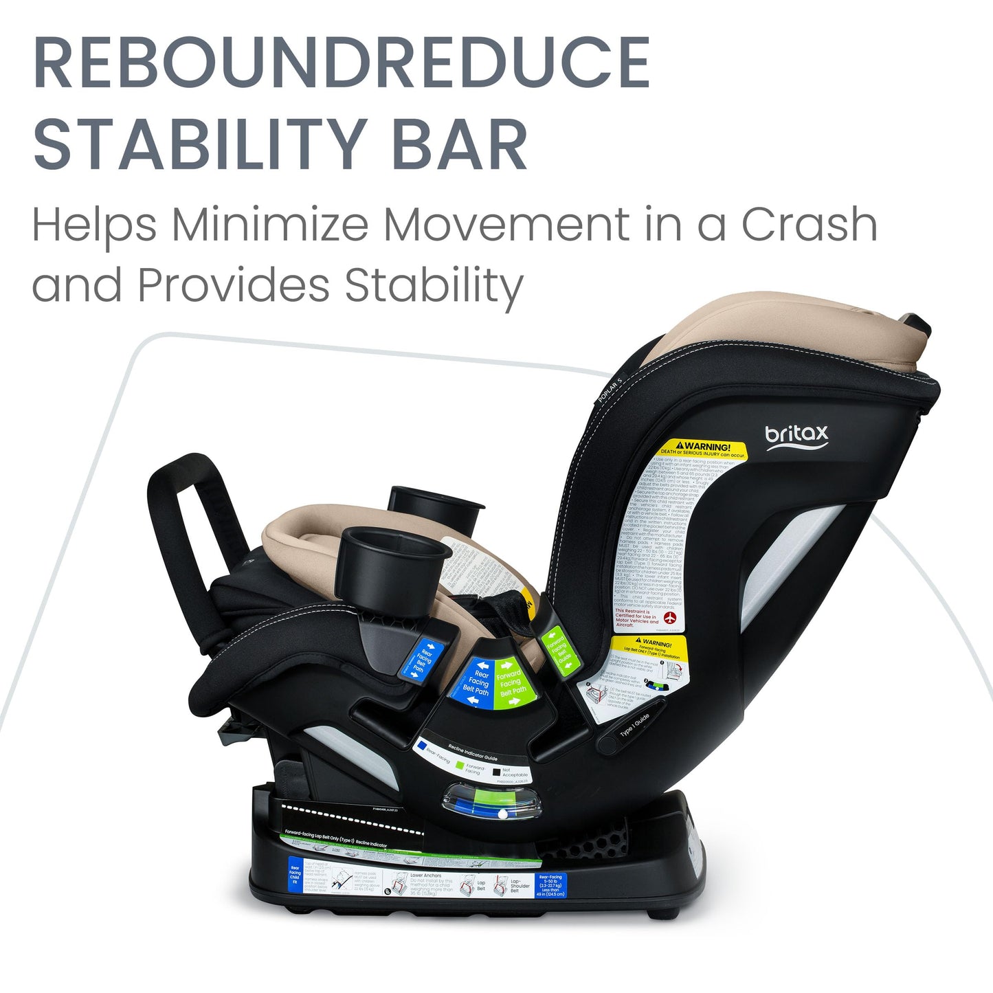 Britax Poplar S Convertible Car Seat, 2-in-1 Car Seat with Slim 17-Inch Design, ClickTight Technology, Arctic Onyx