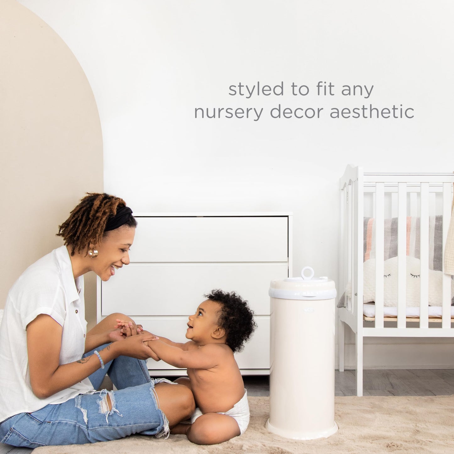 Ubbi Steel Diaper Pail, Odor Locking, No Special Bag Required, Award-Winning, Registry Must-Have, White