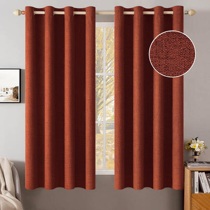 MIULEE 100% Blackout Linen Textured Curtains for Bedroom Solid Thermal Insulated Natural Beige Grommet Room Darkening Curtains & Drapes Luxury Decor for Living Room Nursery 52 x 84 Inch (2 Panels)
