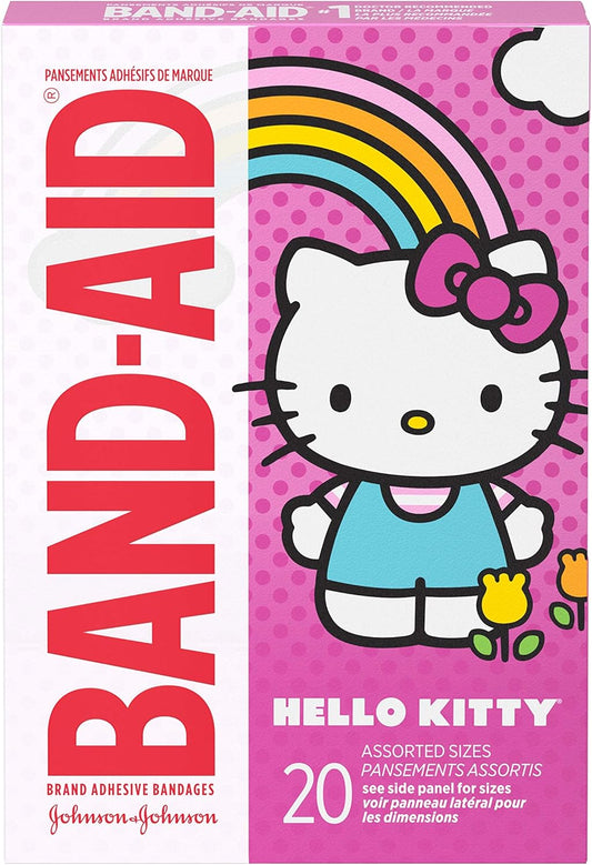 Band-Aid Brand Adhesive Bandages for Minor Cuts and Scrapes, Featuring Hello Kitty for Kids, Assorted Sizes 20 ct