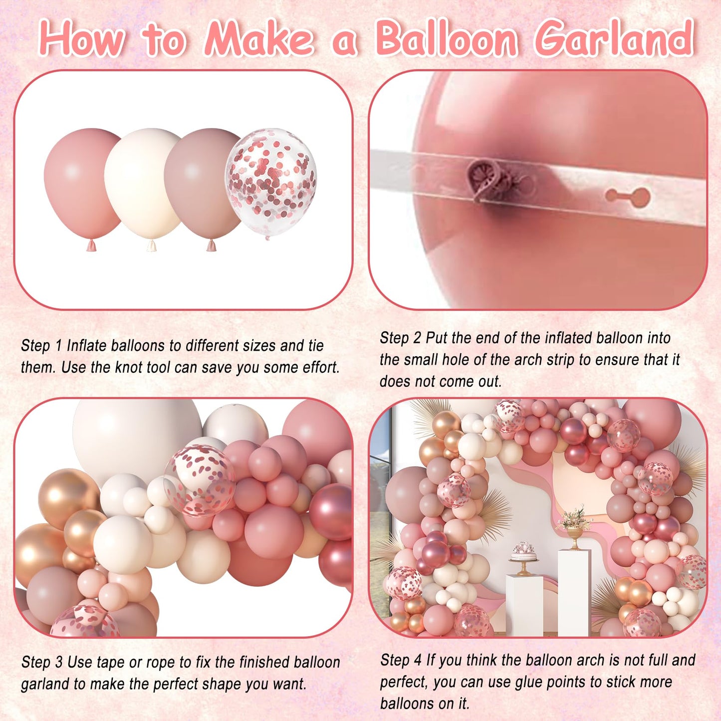 Amandir 173Pcs Pink Blue Green Balloon Arch Garland Kit, Dusty Baby Pink Mauve Pastel Mist Haze Green Blue Gold Confetti Balloons for Baby Shower Gender Reveal Wildflower Birthday Party Decorations
