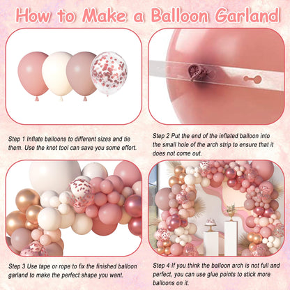 Amandir 173Pcs Pink Blue Green Balloon Arch Garland Kit, Dusty Baby Pink Mauve Pastel Mist Haze Green Blue Gold Confetti Balloons for Baby Shower Gender Reveal Wildflower Birthday Party Decorations