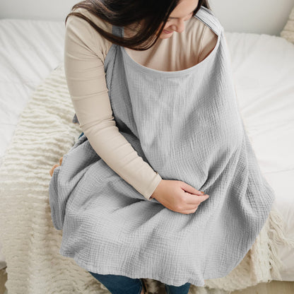 Konssy Muslin Nursing Cover for Baby Breastfeeding, Breathable 100% Cotton Breastfeeding Cover with Rigid Hoop for Mother Nursing Apron, Multi-use Carseat Canopy (Summer Wheat)