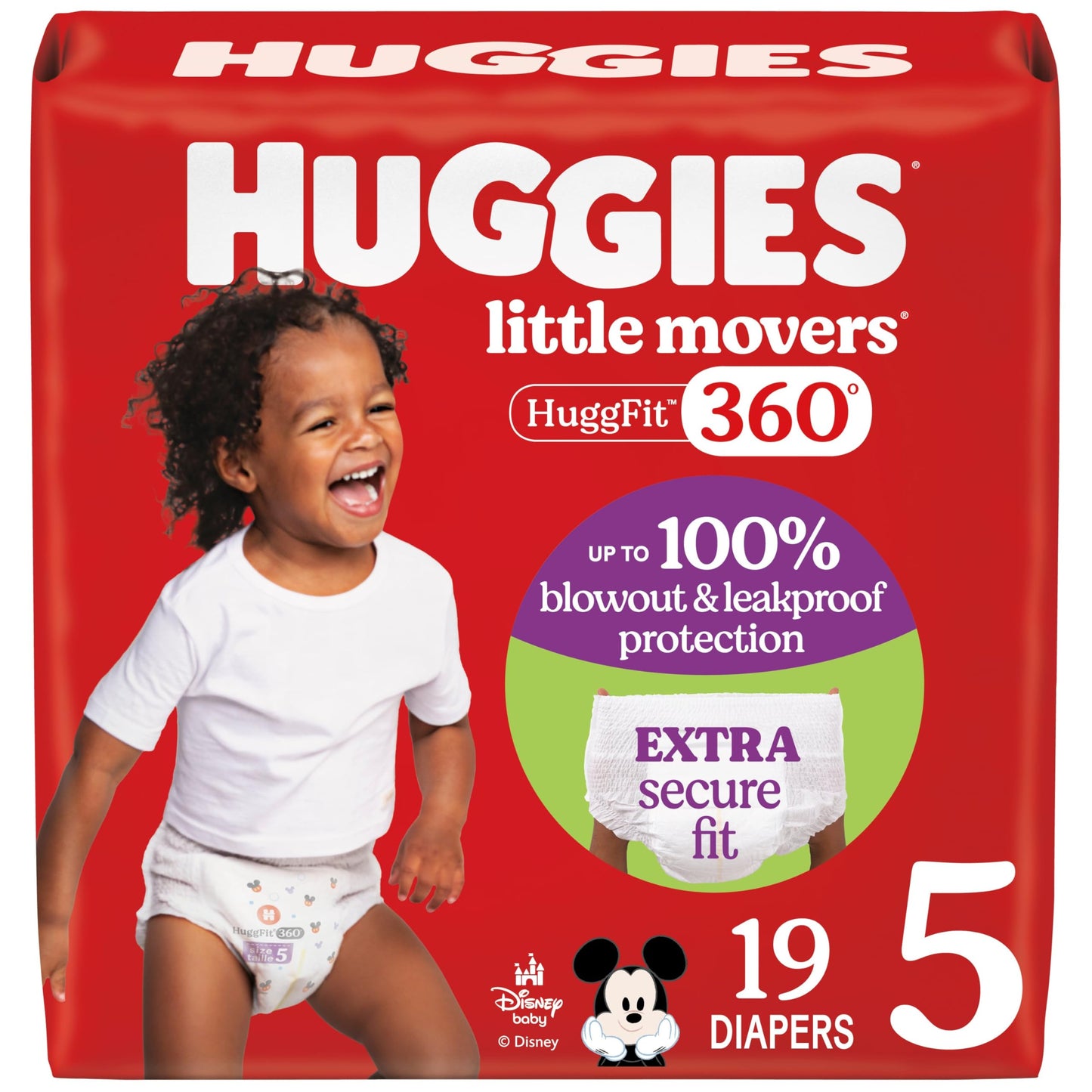 Huggies Size 4 Baby Diapers, Little Movers HuggFit 360° Baby Diapers with 360° Waistband, Size 4 (22-37 lbs), 144 Count, Packaging May Vary